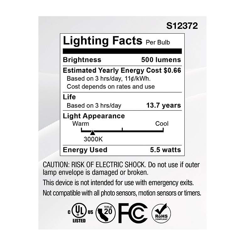Image 6 50W Equivalent Satco Clear 5.5W 3000K LED Dimmable Bi-Pin more views