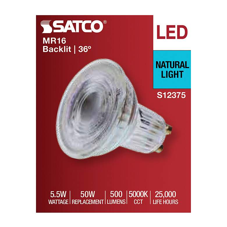 Image 4 50W Equivalent Satco Clear 5.5W 5000K LED Dimmable Bi-Pin more views