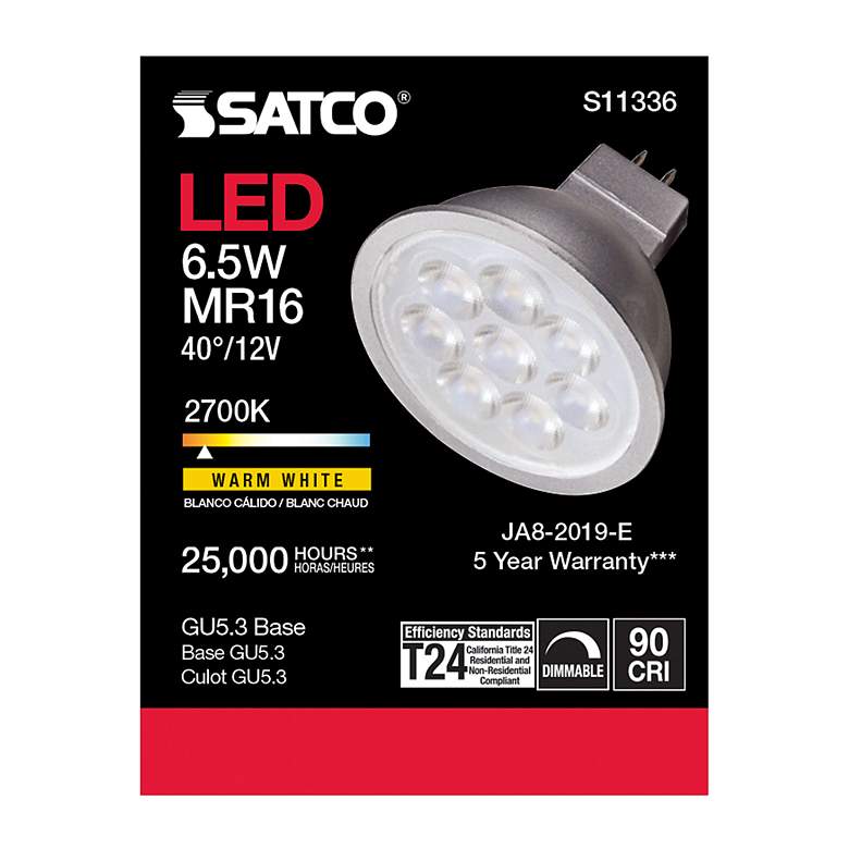Image 4 50W Equivalent Satco Gray 6.5W 2700K 450L LED Dimmable GU5.3 more views