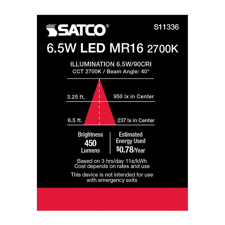 Image 5 50W Equivalent Satco Gray 6.5W 2700K 450L LED Dimmable GU5.3 more views