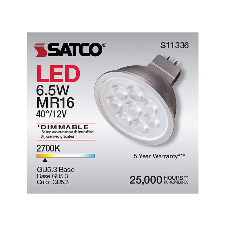 Image 7 50W Equivalent Satco Gray 6.5W 2700K 450L LED Dimmable GU5.3 more views