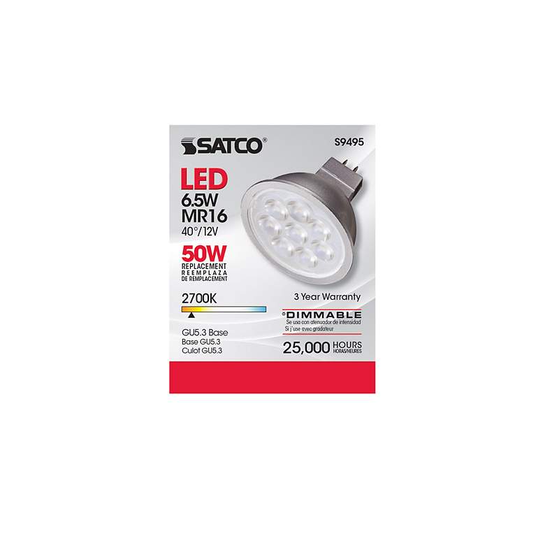 Image 2 50W Equivalent Satco Gray 6.5W 2700K 500L LED Dimmable GU5.3 more views