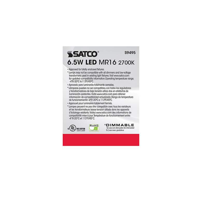 Image 5 50W Equivalent Satco Gray 6.5W 2700K 500L LED Dimmable GU5.3 more views