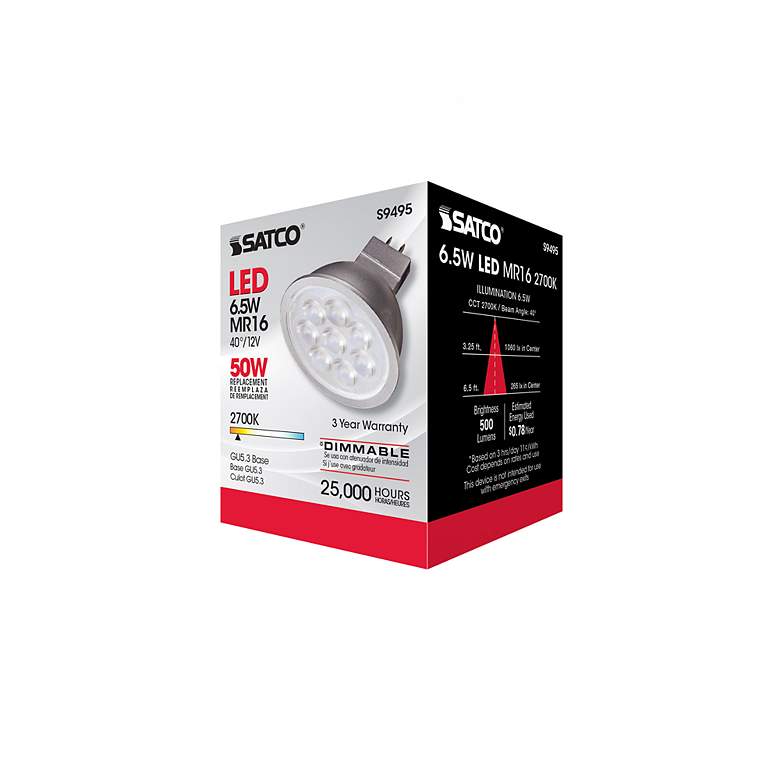 Image 7 50W Equivalent Satco Gray 6.5W 2700K 500L LED Dimmable GU5.3 more views