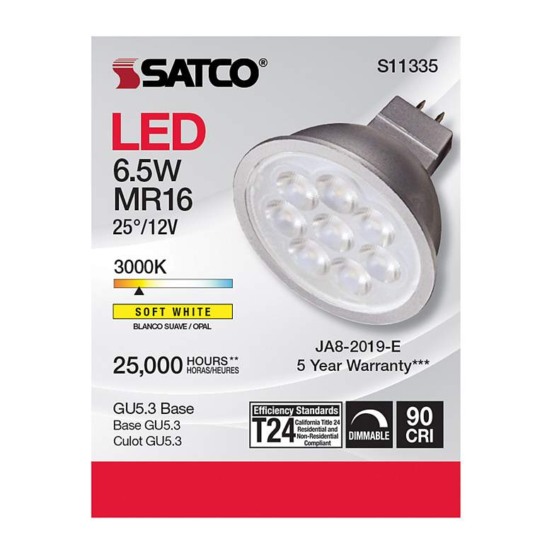 Image 3 50W Equivalent Satco Gray 6.5W LED 3000K 450L Dimmable GU5.3 more views