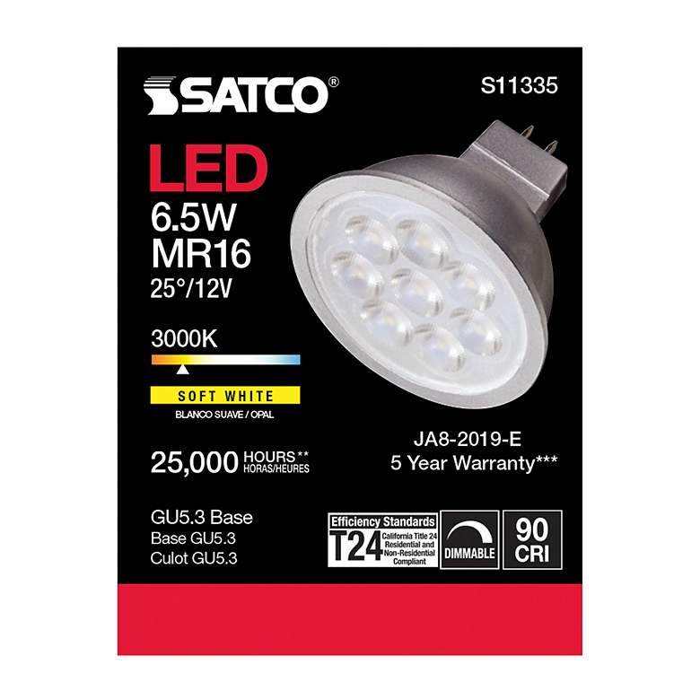 Image 4 50W Equivalent Satco Gray 6.5W LED 3000K 450L Dimmable GU5.3 more views