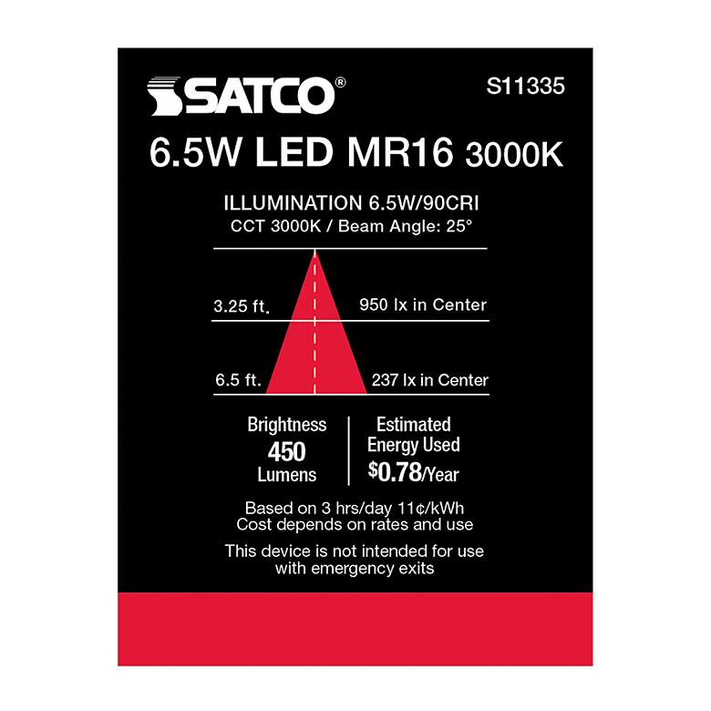 Image 5 50W Equivalent Satco Gray 6.5W LED 3000K 450L Dimmable GU5.3 more views