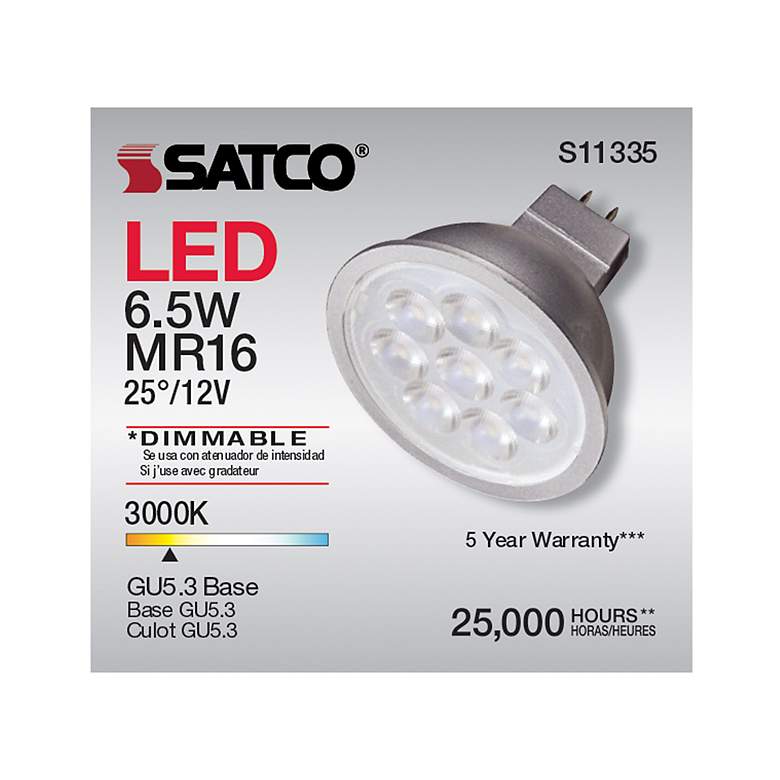 Image 7 50W Equivalent Satco Gray 6.5W LED 3000K 450L Dimmable GU5.3 more views