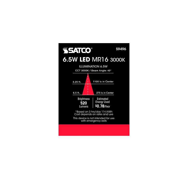 Image 4 50W Equivalent Satco Gray 6.5W LED 3000K 500L Dimmable GU5.3 more views