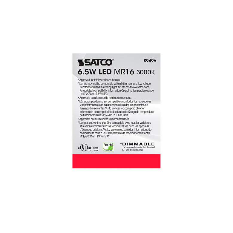 Image 5 50W Equivalent Satco Gray 6.5W LED 3000K 500L Dimmable GU5.3 more views