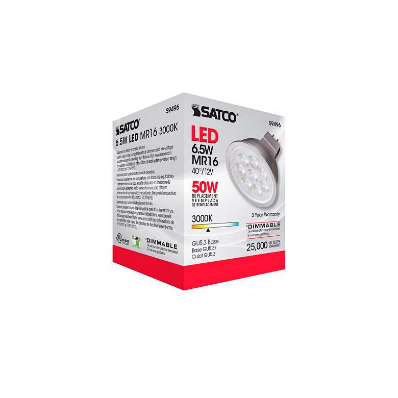 Image 6 50W Equivalent Satco Gray 6.5W LED 3000K 500L Dimmable GU5.3 more views
