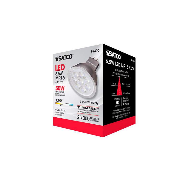 Image 7 50W Equivalent Satco Gray 6.5W LED 3000K 500L Dimmable GU5.3 more views