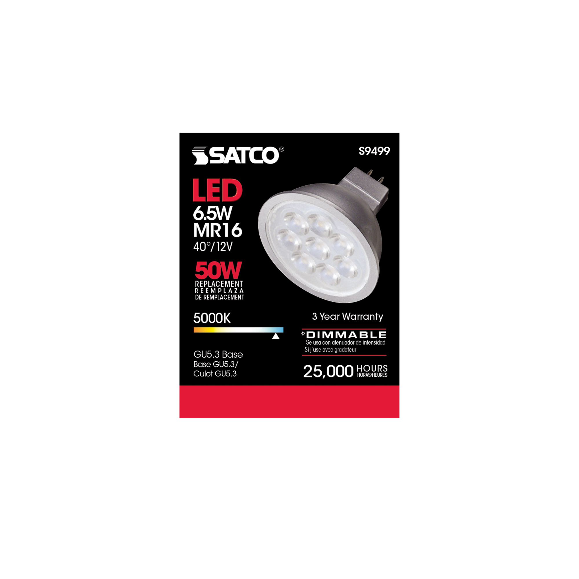 Image 4 50W Equivalent Satco Gray 6.5W LED 5000K 500L Dimmable GU5.3 more views