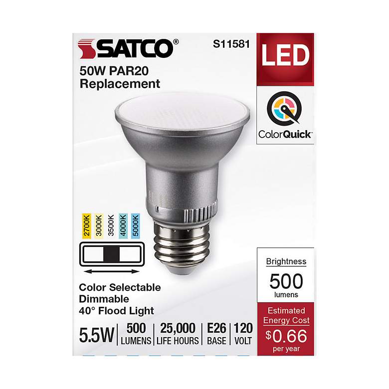 Image 3 50W Equivalent Satco Silver 5.5W LED Dimmable Standard Bulb more views