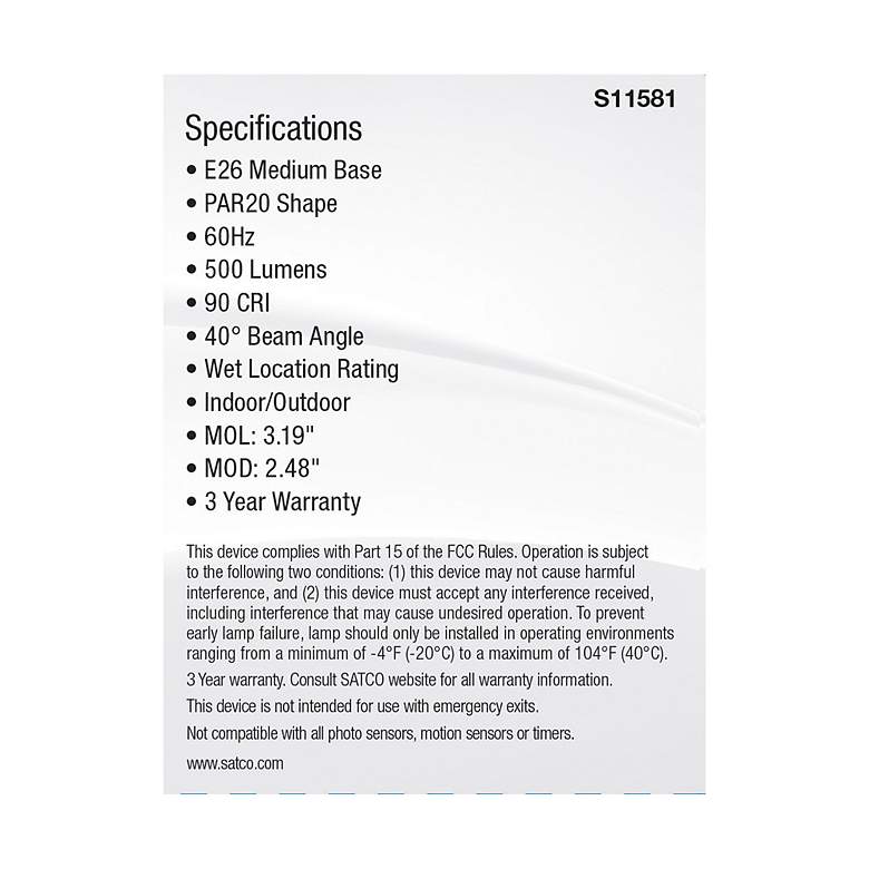 Image 5 50W Equivalent Satco Silver 5.5W LED Dimmable Standard Bulb more views