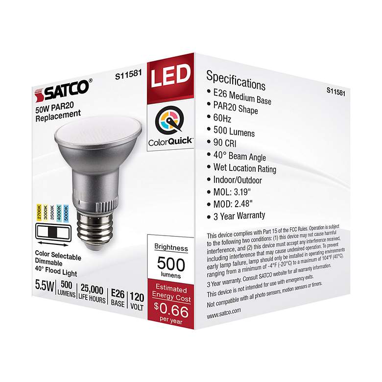 Image 7 50W Equivalent Satco Silver 5.5W LED Dimmable Standard Bulb more views