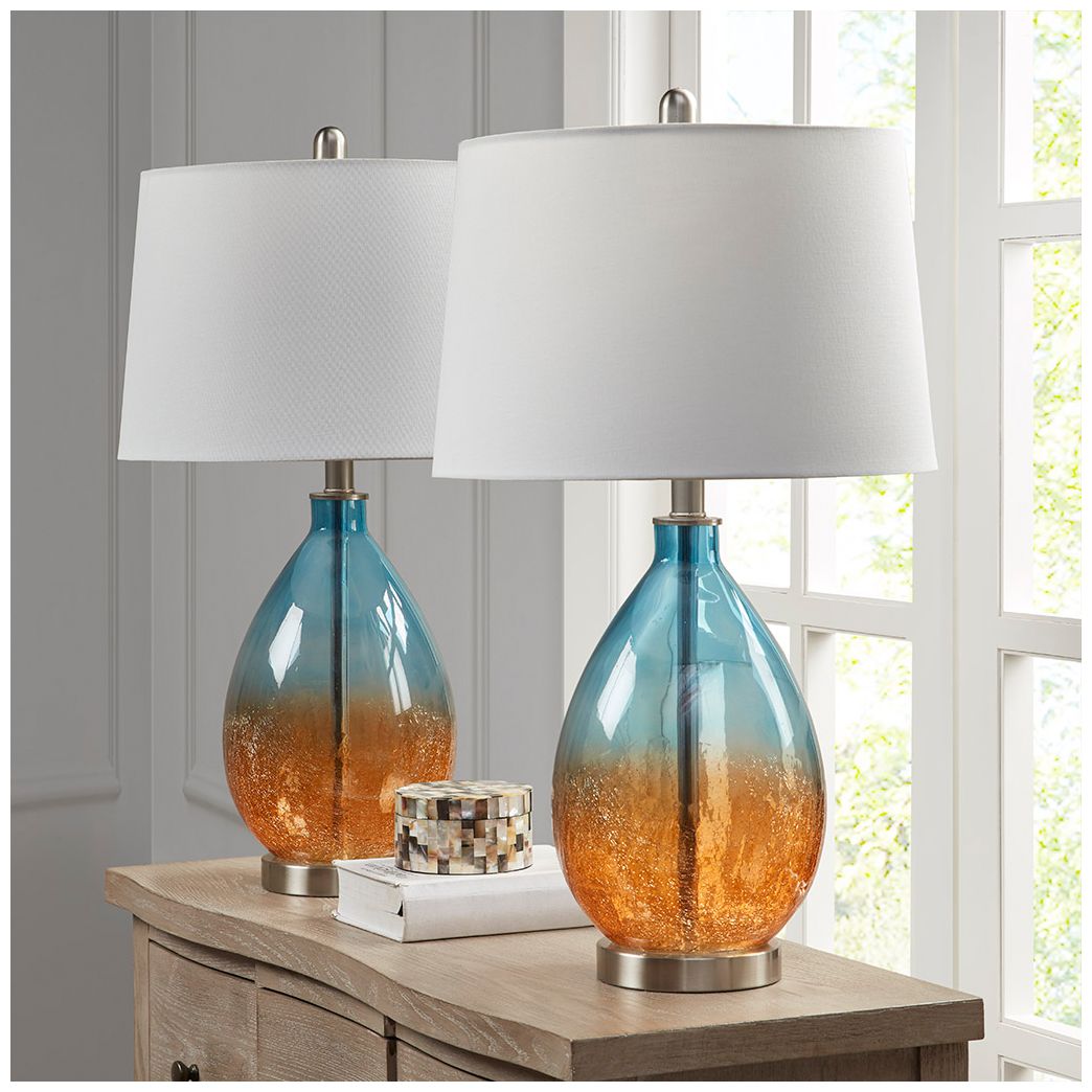 Image 2 510 Design Blue Cortina Ombre Glass Table Lamp, Set of 2 more views