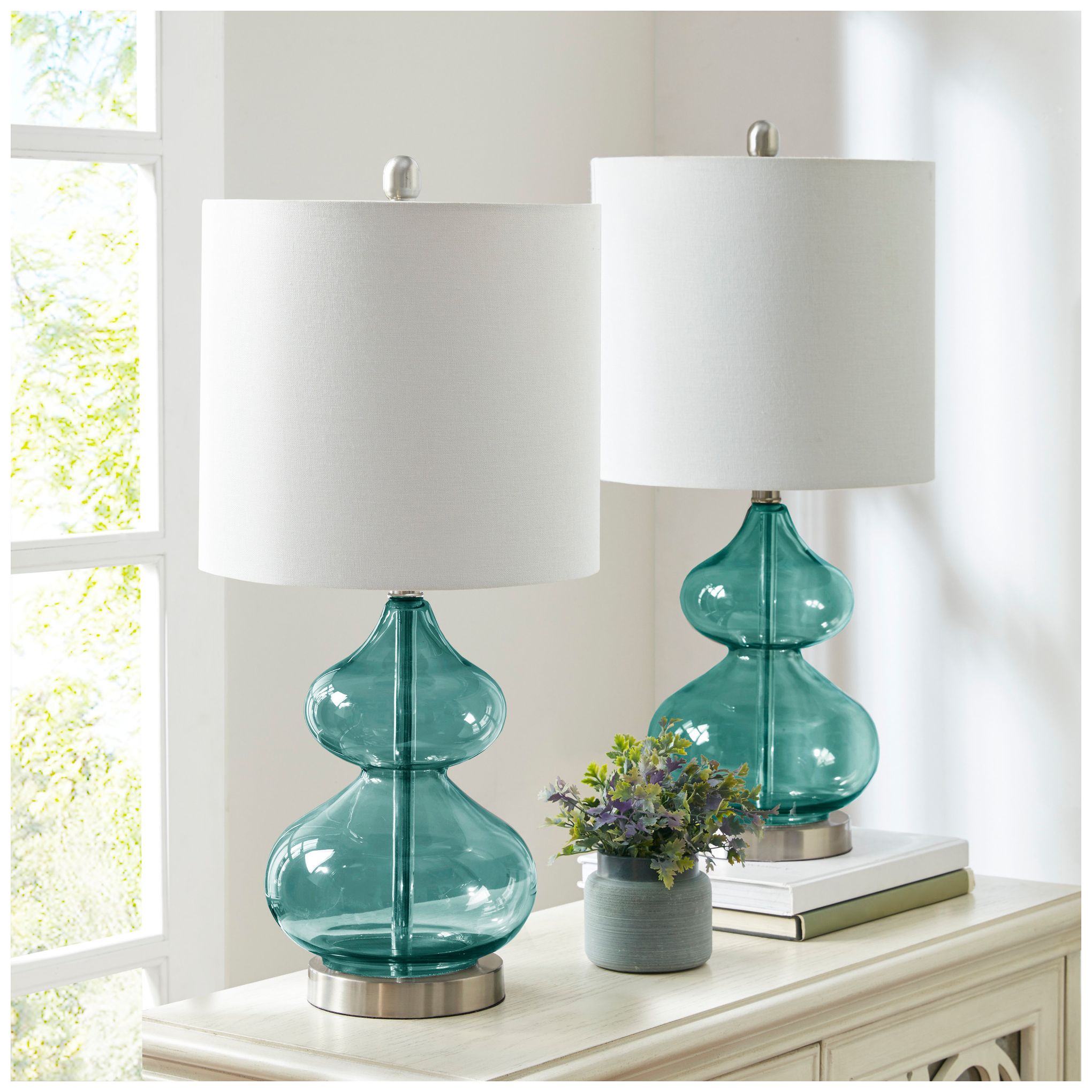 Image 2 510 Design Blue Ellipse Curved Glass Table Lamp, Set of 2 more views