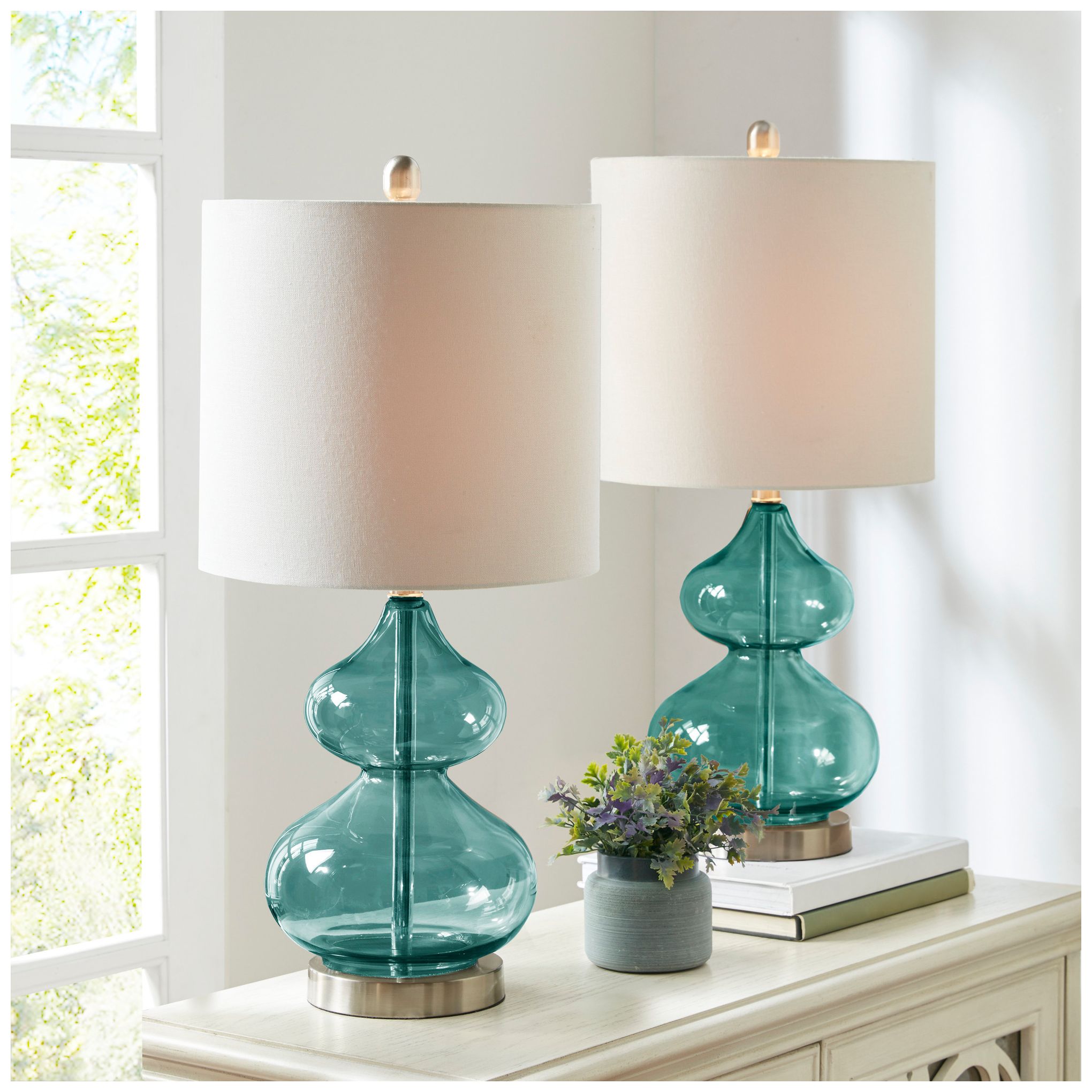 Image 3 510 Design Blue Ellipse Curved Glass Table Lamp, Set of 2 more views