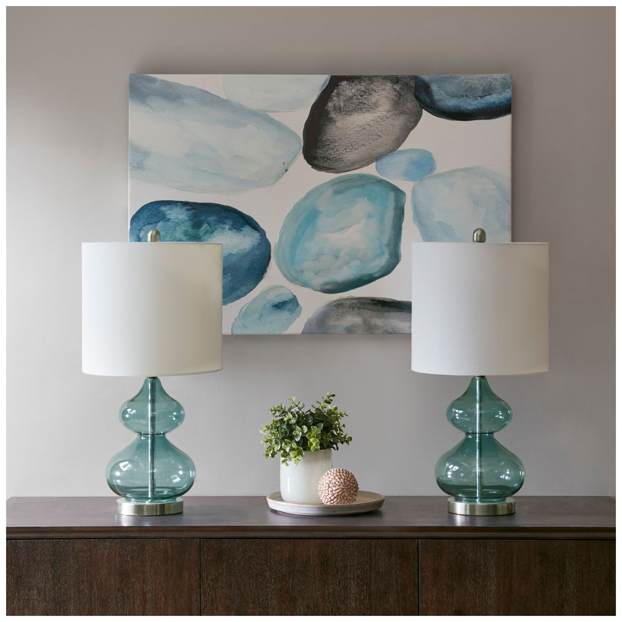 Image 4 510 Design Blue Ellipse Curved Glass Table Lamp, Set of 2 more views