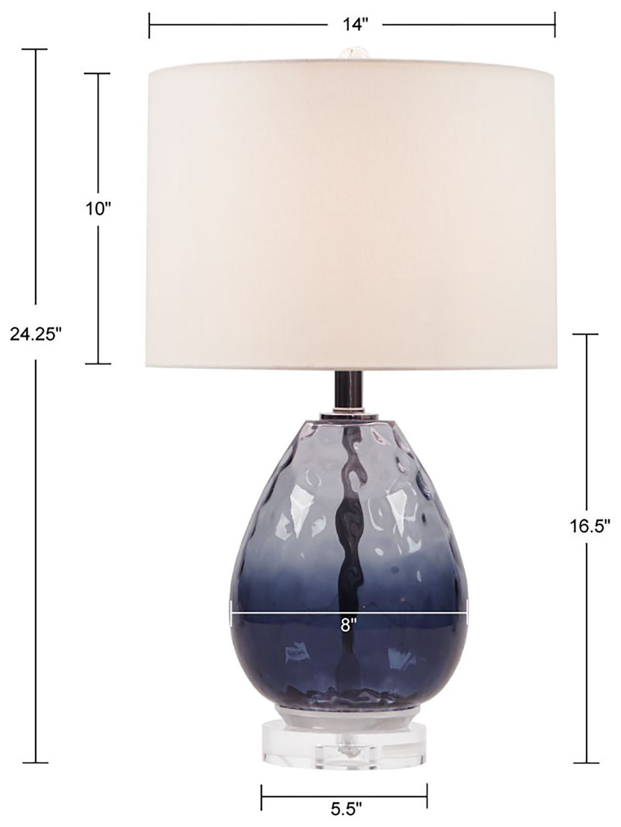 Image 6 510 Design Dark Blue Borel Ombre Glass Table Lamp more views