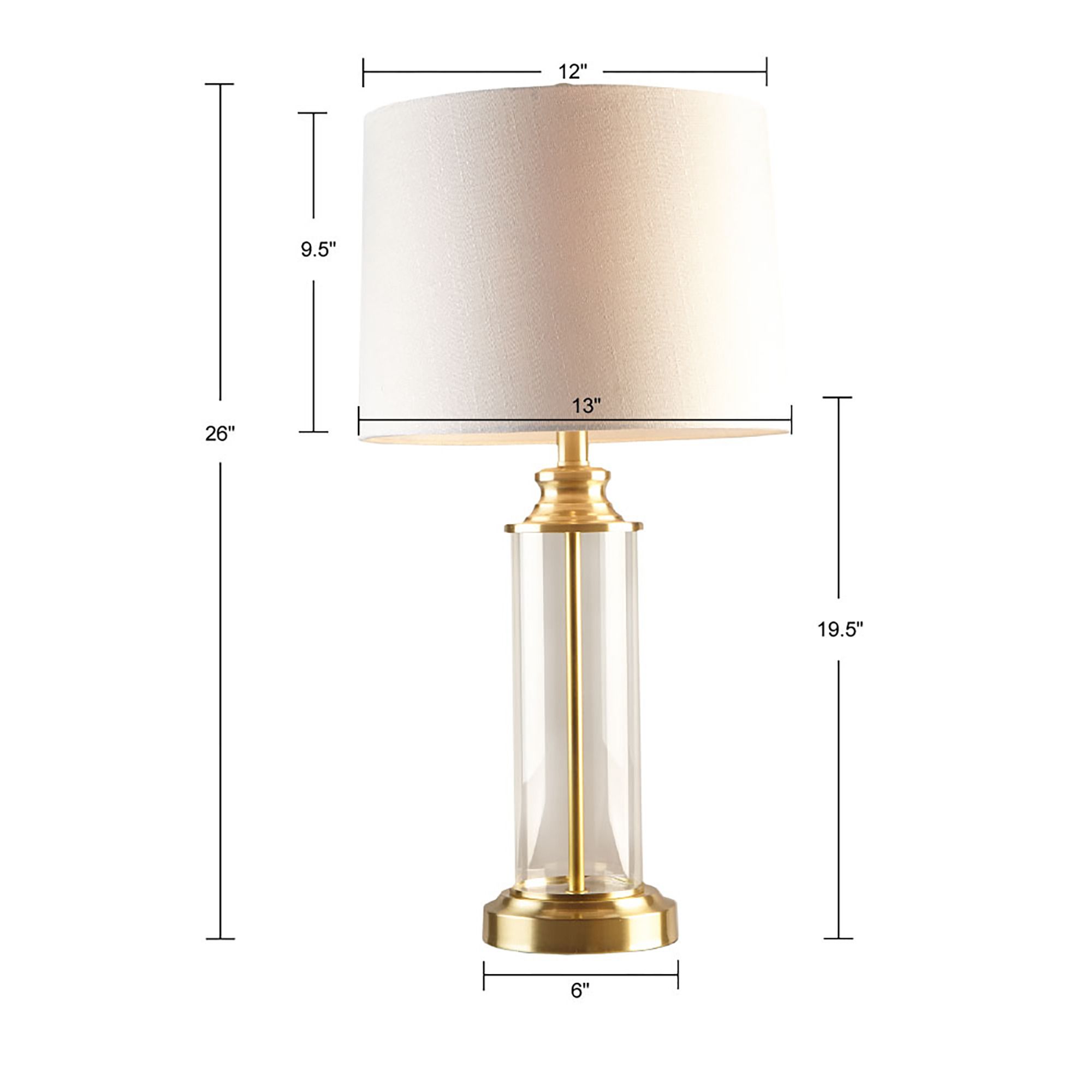 510 Design Gold Clarity Glass Cylinder Table Lamp Set of 2
