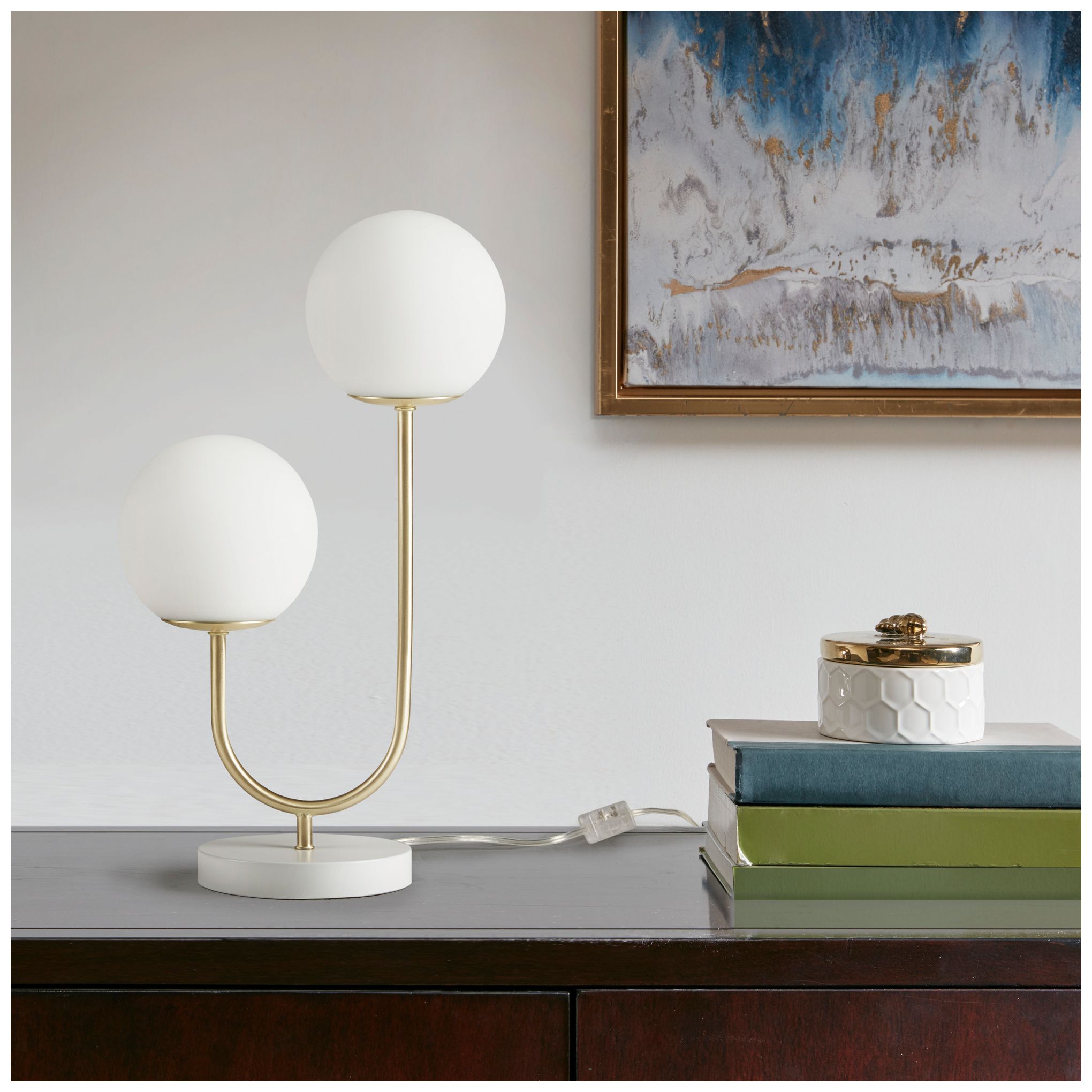 Image 3 510 Design Gold/White Zusa Metal 2-Light Globe Table Lamp more views