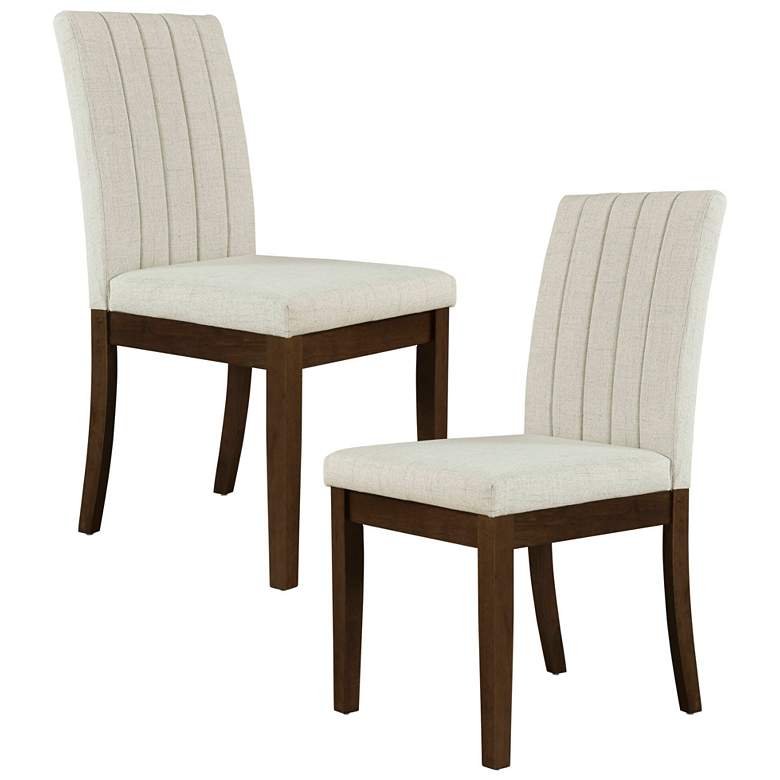 Image 1 510 Design Light Taupe Upholstered Channel-back Dining Chair Set of 2