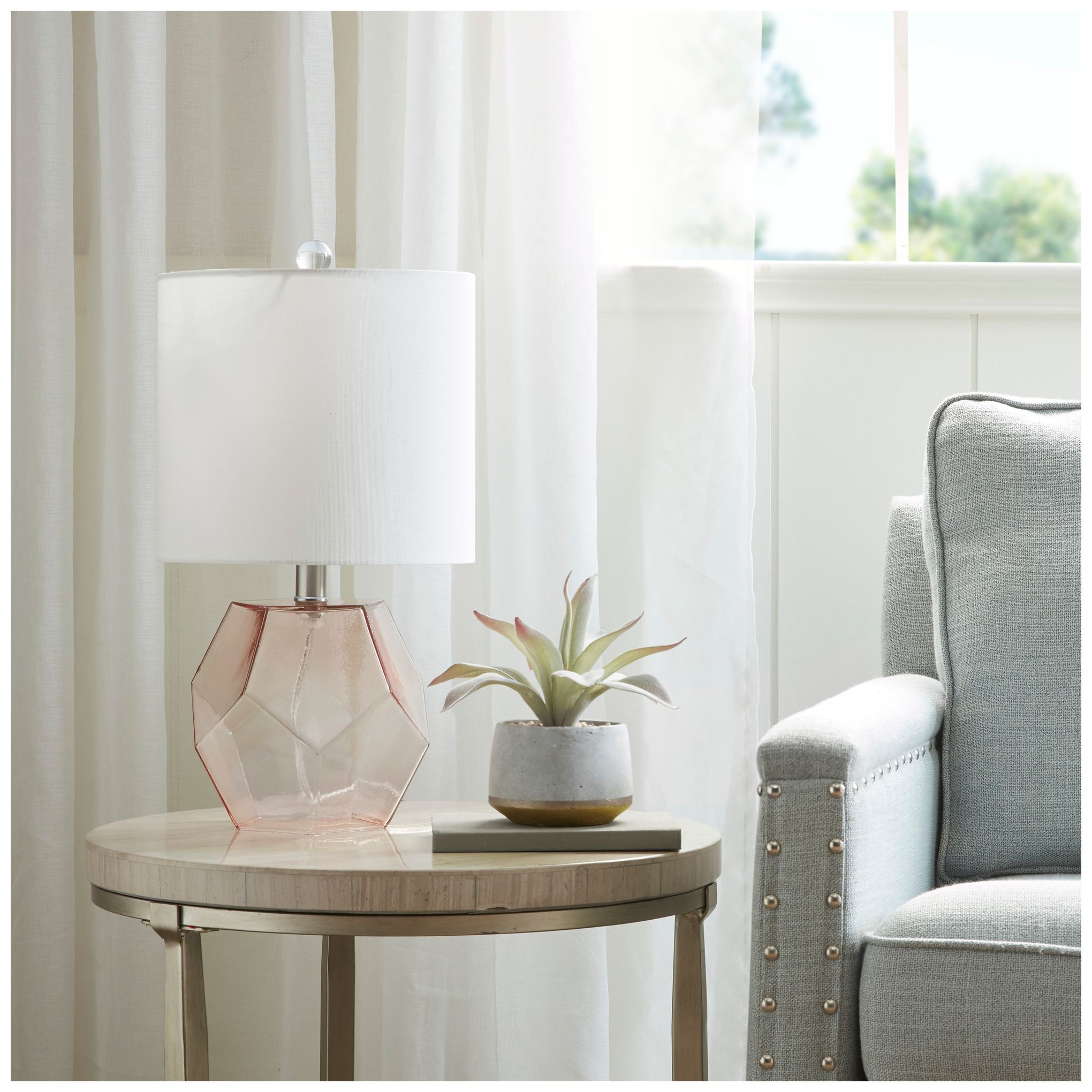 Image 3 510 Design Pink Bella Geometric Glass Table Lamp more views