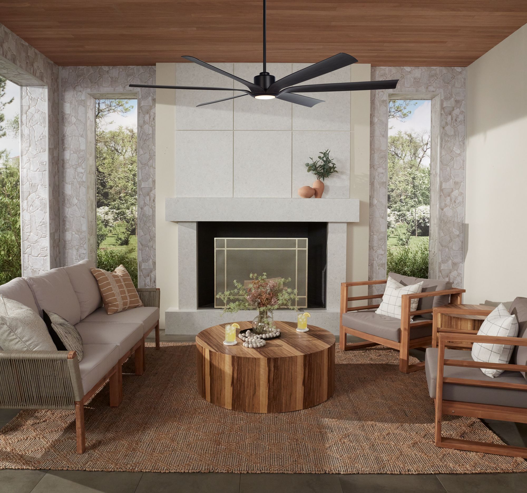 Watch A Video About the Casa Vieja Lomar Matte Black Damp LED Ceiling Fan with Remote