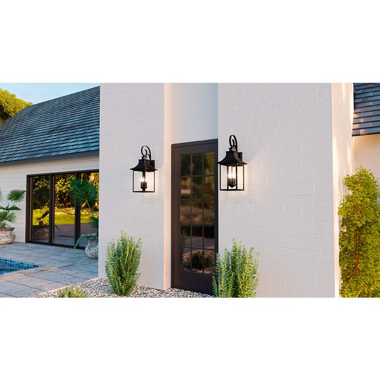 Image 1 Quoizel Chancellor 28 inch High Mystic Black Outdoor Wall Light in scene
