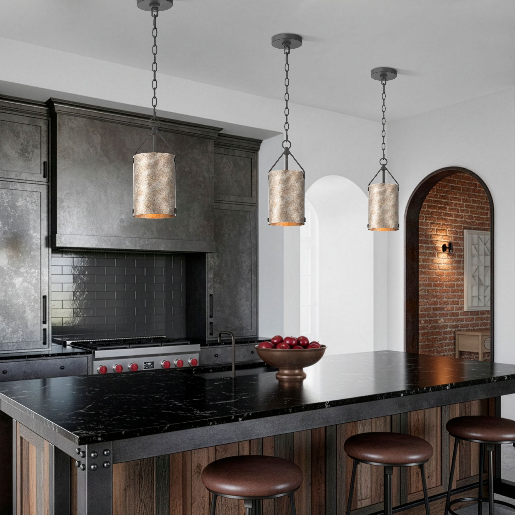 Thumbnail1 of Possini Euro Julian 5 3/4"W Rustic Silver Metal Mini Pendant in scene