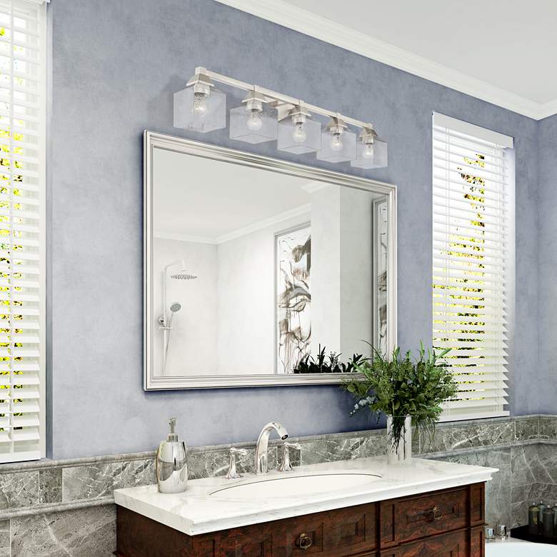 Image 1 Aragon 42" Wide Brushed Nickel 5-Light Bath Light in scene