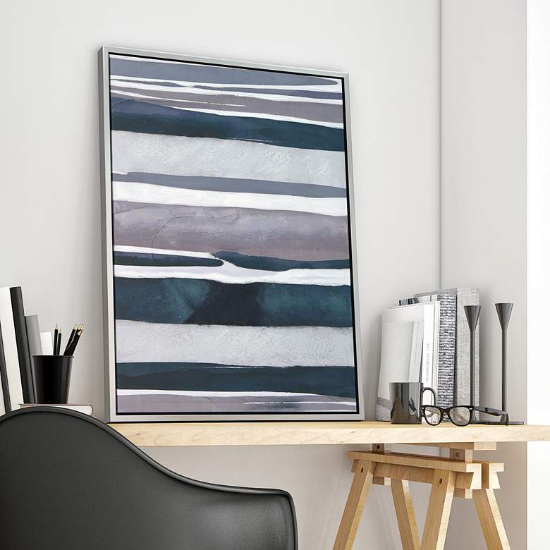 Image 1 Cobalt Streaks 2 40 inch High Metallic Framed Canvas Wall Art in scene