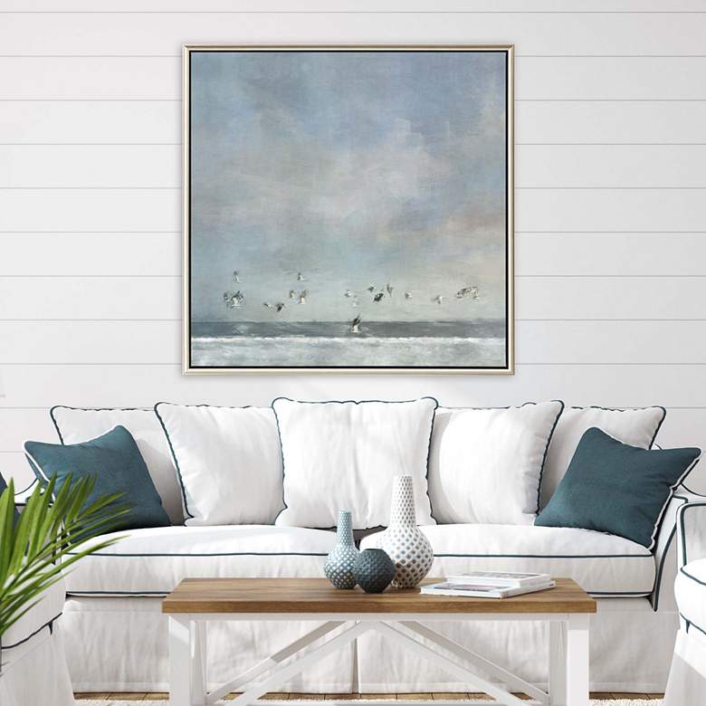 Birds Passing 40&quot; Square Framed Giclee on Canvas Wall Art in scene