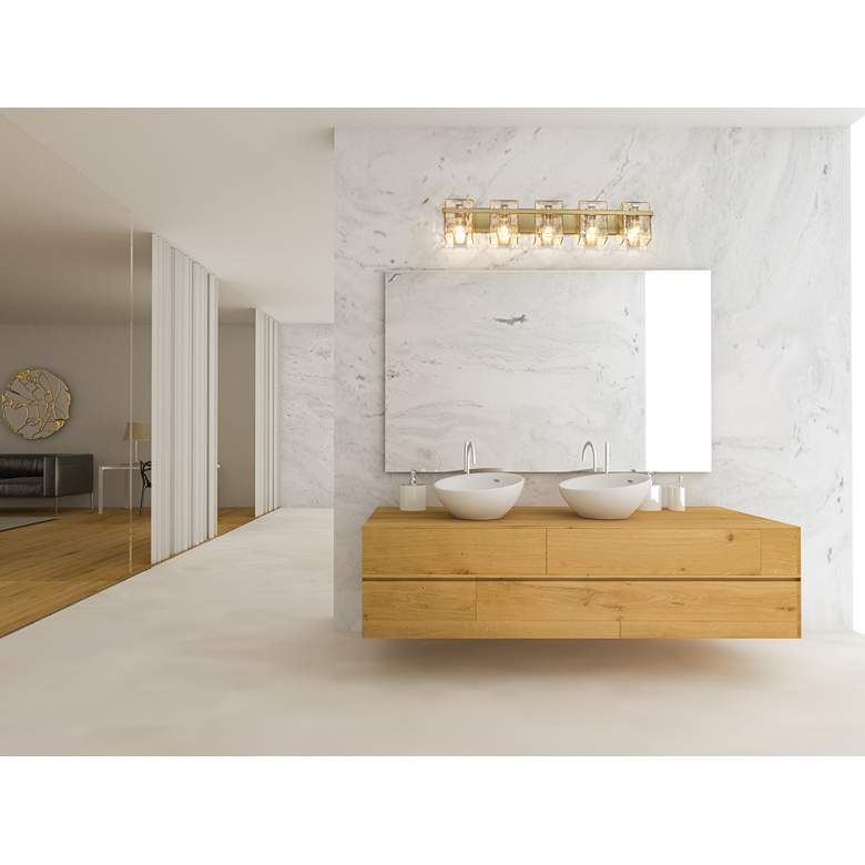 Image 1 Z-Lite Bennington 36.3 inch Wide Modern Gold 5-Light Vanity Bath Light in scene