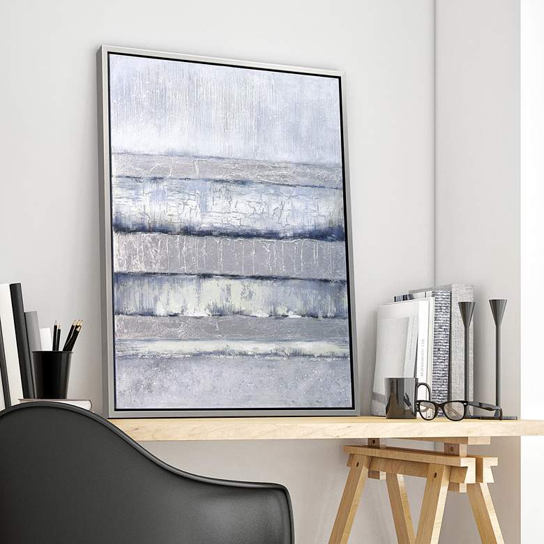Image 1 Winter Steps 40"H Textured Metallic Framed Canvas Wall Art in scene