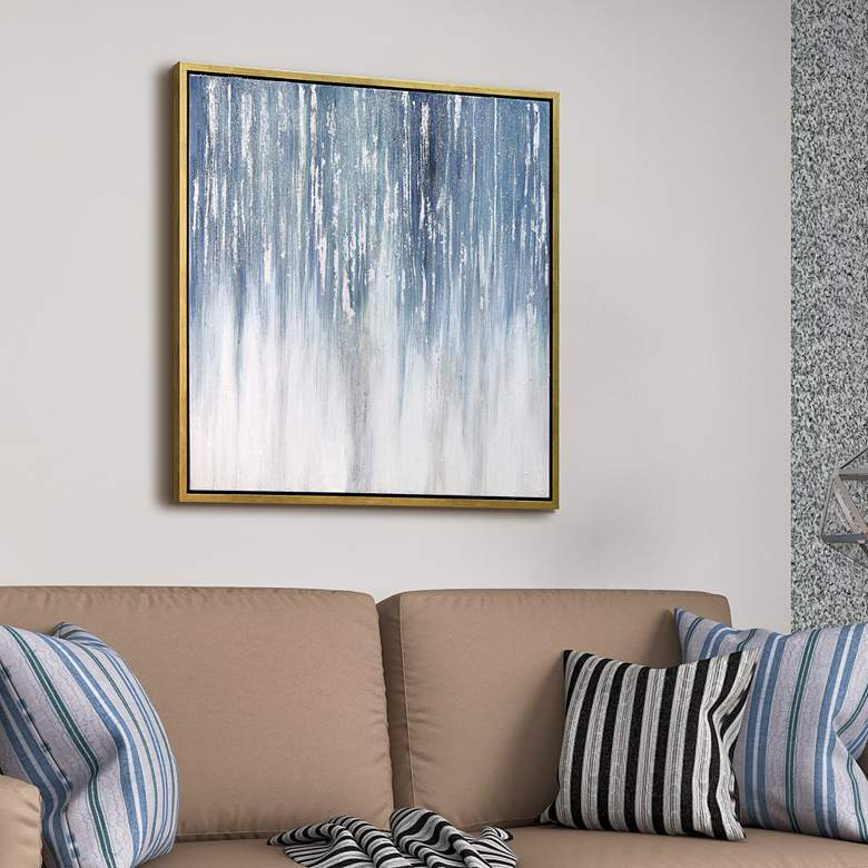 Image 1 Frozen Rain 36" Square Metallic Framed Canvas Wall Art in scene