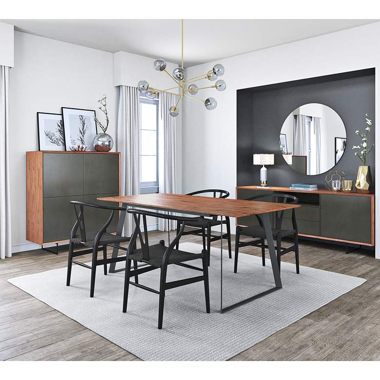 Image 1 Anderson 70 3/4" Wide Walnut Black Rectangular Dining Table in scene