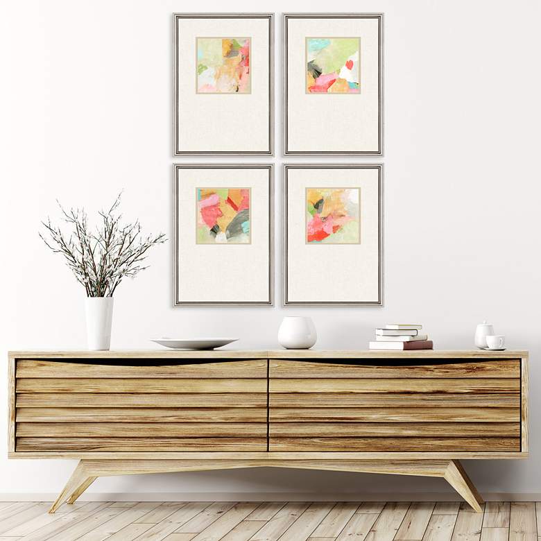 Image 1 Pastel Splash 22" High 4-Piece Giclee Framed Wall Art Set in scene