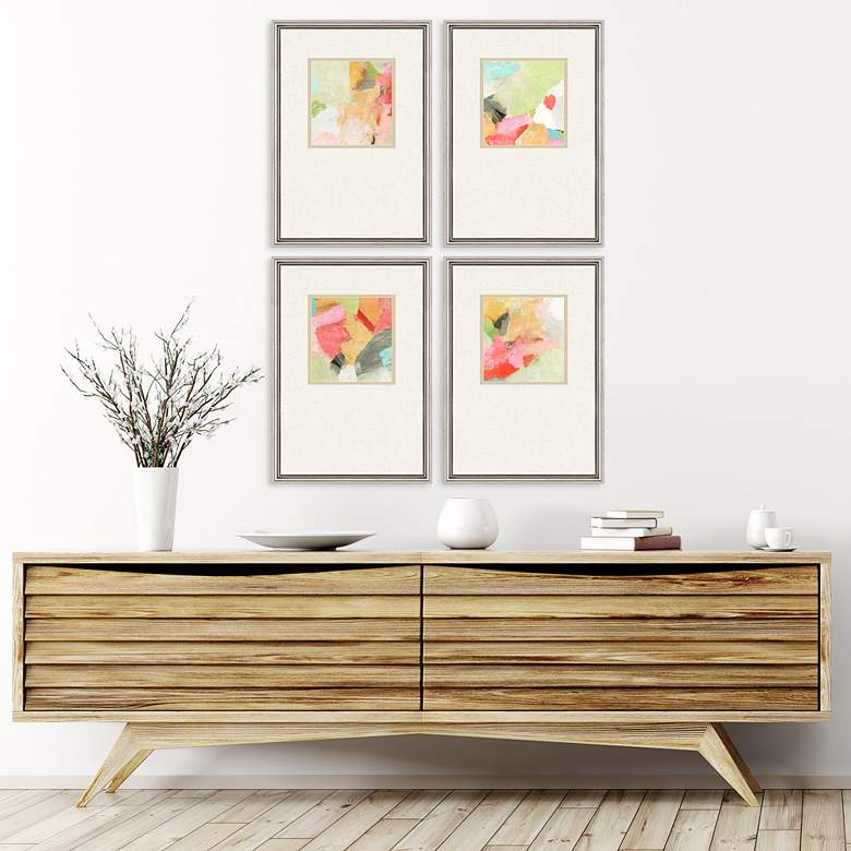 Image 1 Pastel Splash 22 inch High 4-Piece Giclee Framed Wall Art Set in scene