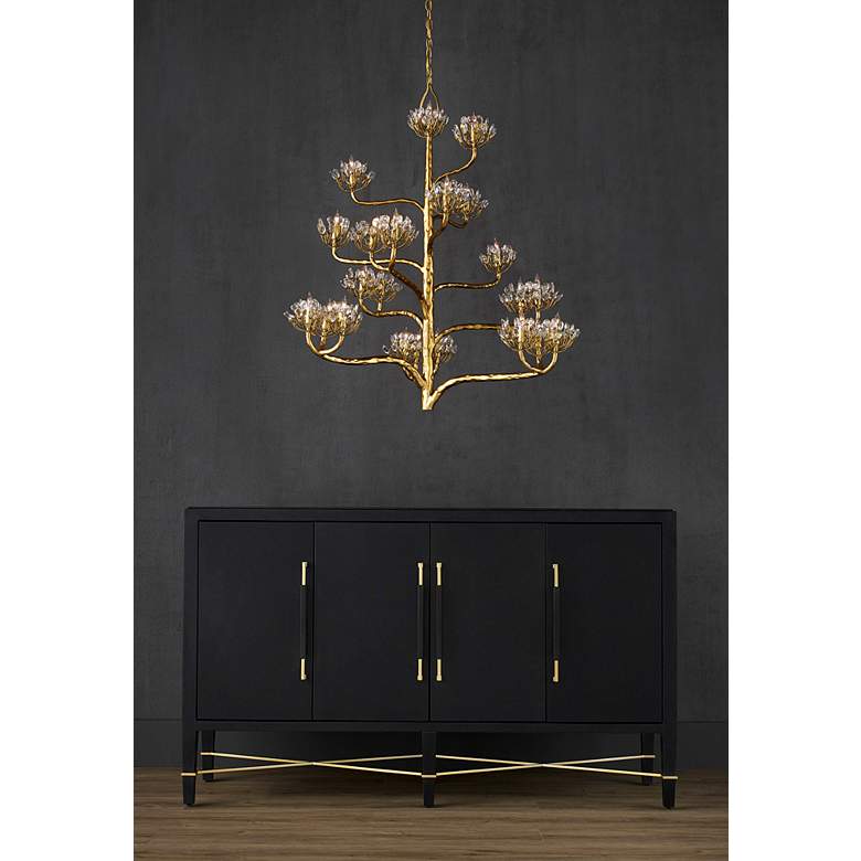 Image 1 Agav&#233; Americana 42 inch Wide 22-Light Dark Gold Leaf Chandelier in scene