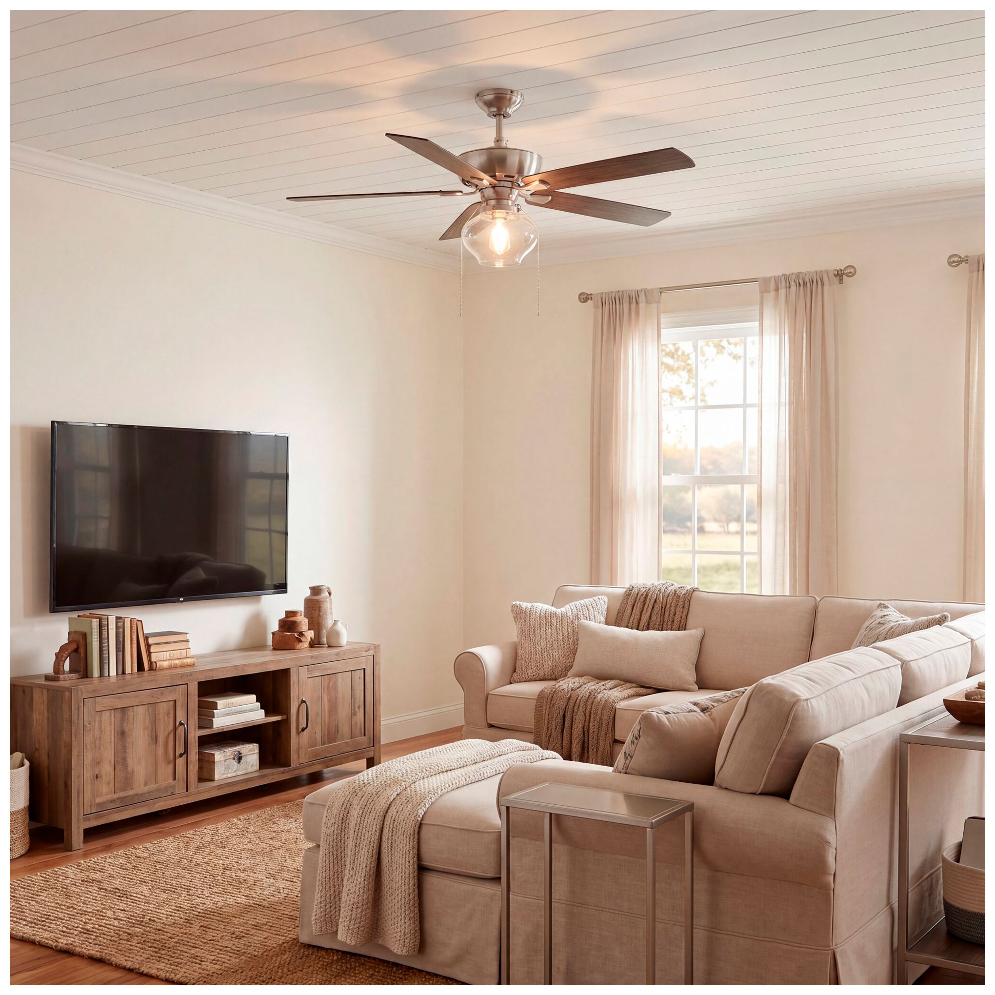 Image 4 52" 1-Light Ceiling Fan in Brushed Nickel more views