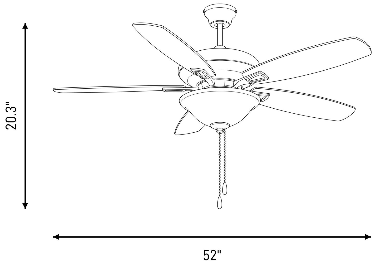 52" 2-Light Ceiling Fan in Brushed Nickel