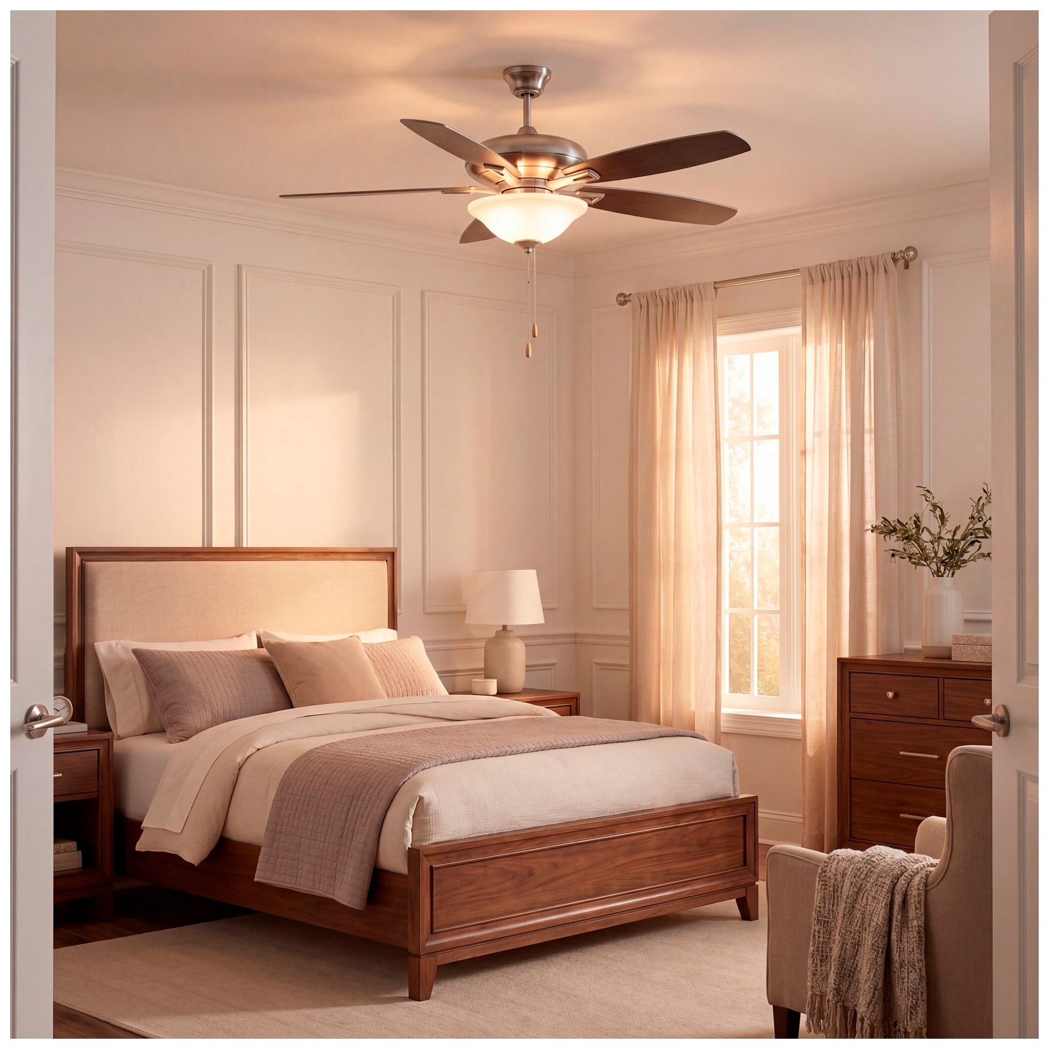 52" 2-Light Ceiling Fan in Brushed Nickel