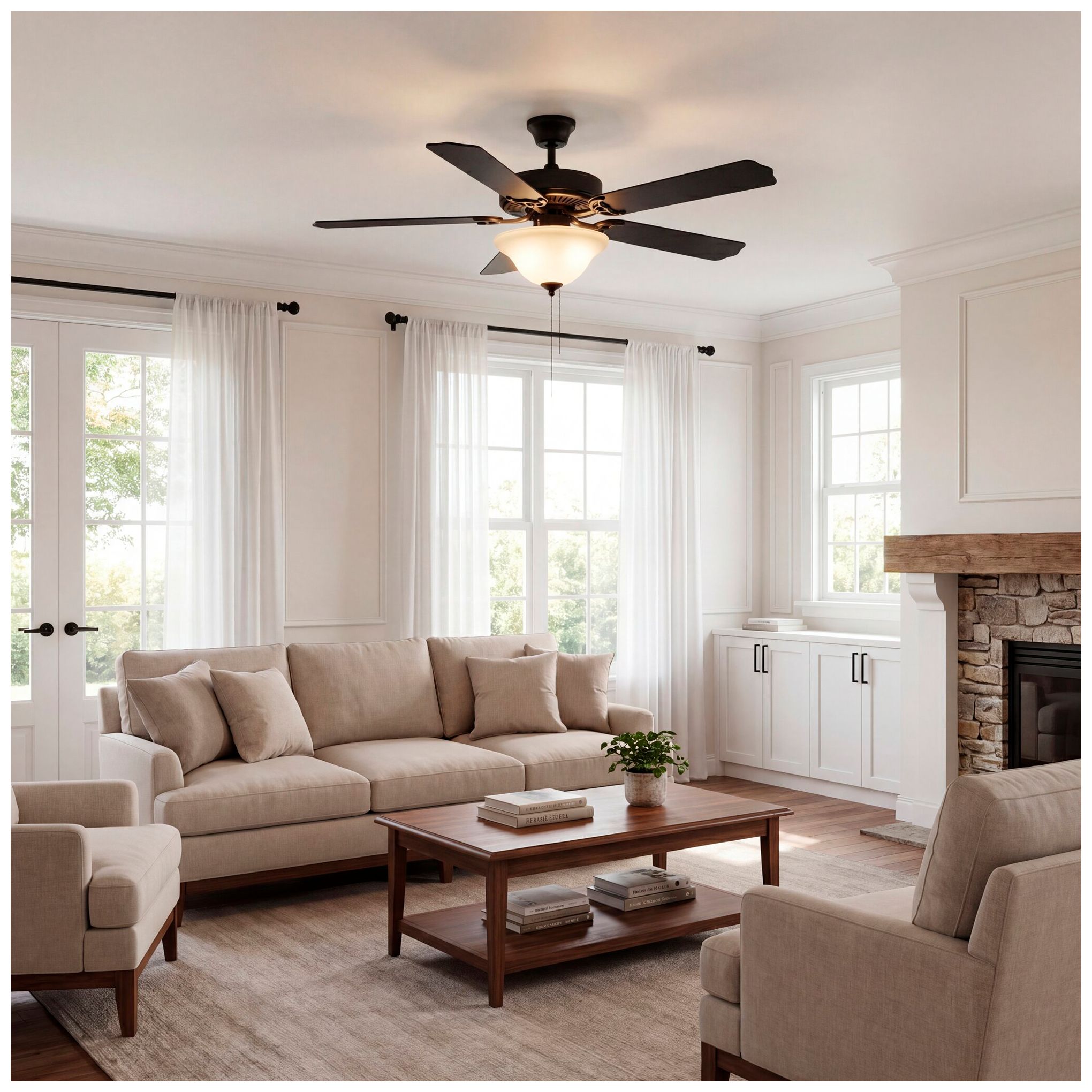 Image 7 52" 2-Light Ceiling Fan in Matte Black more views