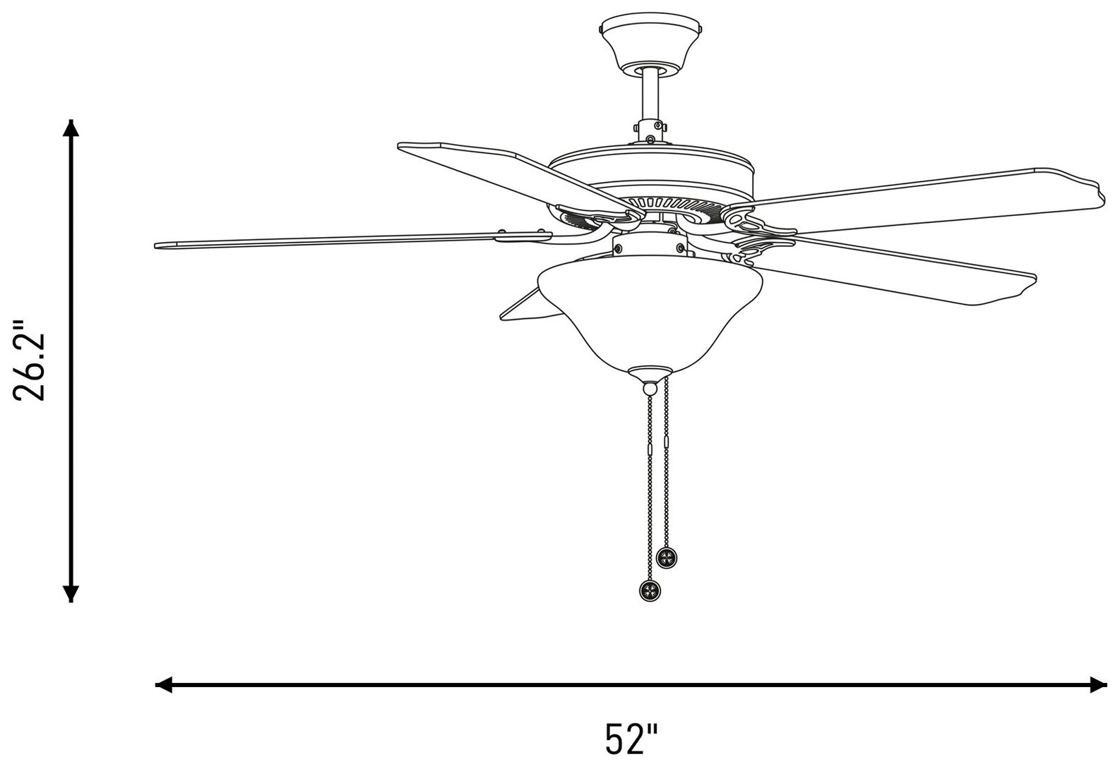 52" 2-Light Ceiling Fan in Natural Brass