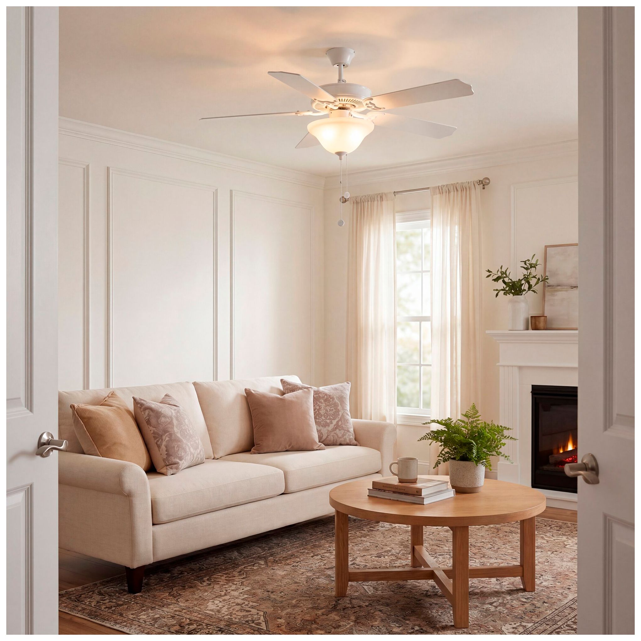 52" 2-Light Ceiling Fan in White
