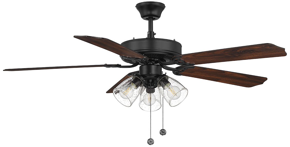 Image 2 52" 3-Light Ceiling Fan in Matte Black more views