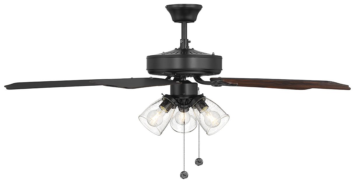 Image 3 52" 3-Light Ceiling Fan in Matte Black more views